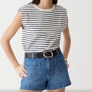 Striped Sleeveless Top and Denim Shorts